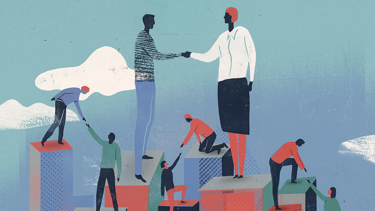  Illustration: People offering a helping hand.