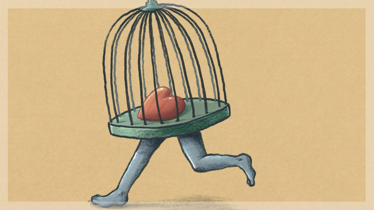 Illustration of a running birdcage.